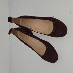 051 Madewell Block Heel  Suede Studded Pumps Flaw Missing Ankle Straps Size 9.5